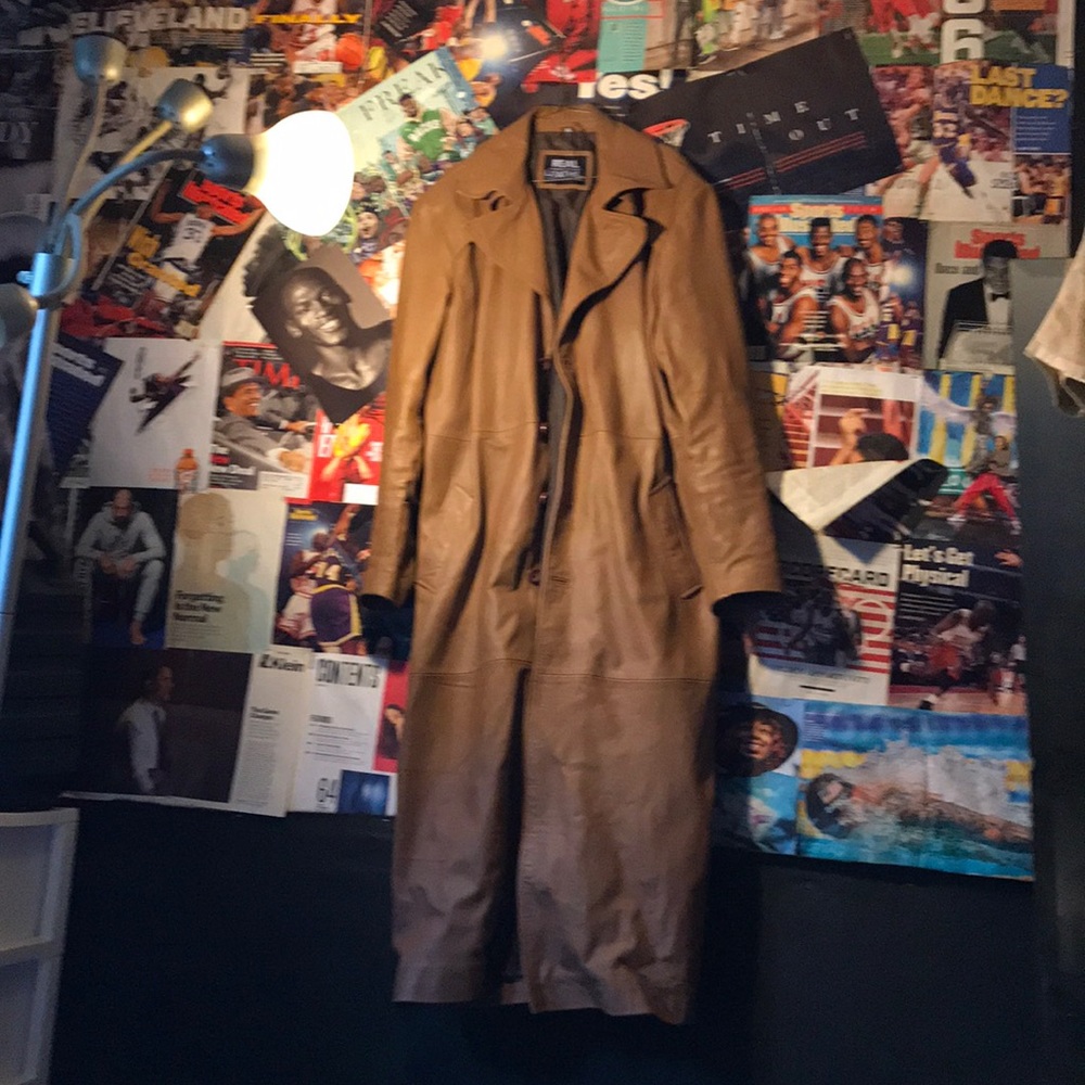 Trenchcoat tan real leather